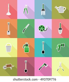 gardening tools flat icons vector illustration isolated on background