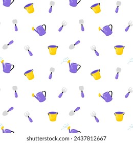 Gardening tools flat seamless pattern