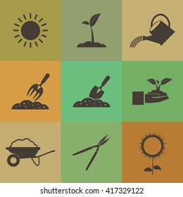 Gardening tools and flowers,nature.