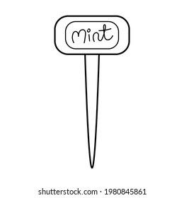 Gardening tools garden seed marker for mint outline simple minimalistic flat design vector illustration isolated on white background