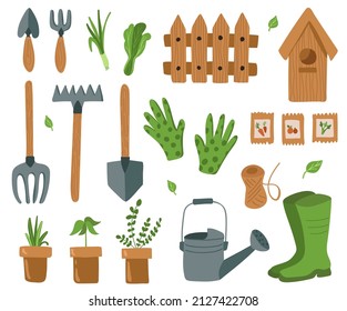 gardening Tools. Hand drawn vector set