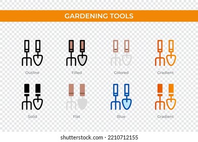 gardening tools icon in different style. gardening tools vector icons designed in outline, solid, colored, filled, gradient, and flat style. Symbol, logo illustration. Vector illustration