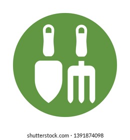 Gardening tools icon isolated on white background