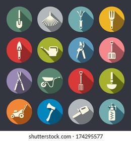 Gardening tools icon set