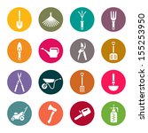 Gardening tools icons set