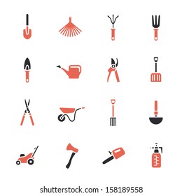 Gardening tools icons set