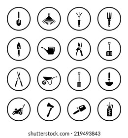 Gardening tools icons set