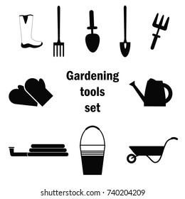 Gardening tools icons set in simple style for print, logo and creative design. Vector illustration