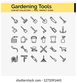 gardening tools icons set,vector basic for web and app ui 