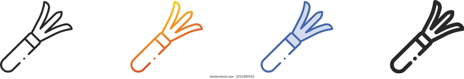 Icono de herramientas de jardinería. Diseño lineal delgado, degradado, trazo azul y estilo audaz aislado sobre fondo blanco