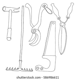 Gardening tools illustration