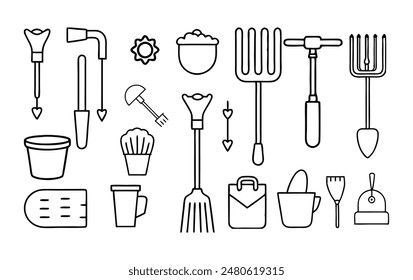 Gardening Tools Line Art Pattern Design