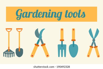 Gardening tools made in flat design. Vector illustration.