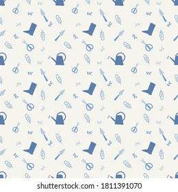 Gardening tools pattern. Vector illustration equipment silhouette on white background