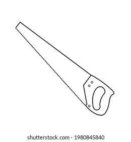 Gartenwerkzeuge zum Beschneiden von Sägen Umriss einfache minimalistische flache Design, Vektorgrafik einzeln auf weißem Hintergrund