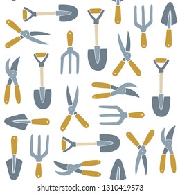 Gardening tools seamless pattern. Vector illustration