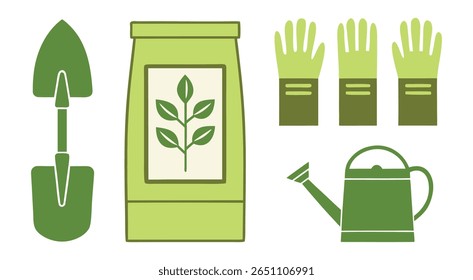 Ferramentas de jardinagem Definir luvas de pá verde
