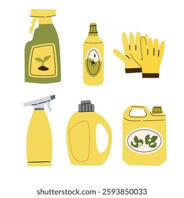 Gardening tools set for horticulture and plant care design.