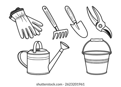 Gardening tools set isolated illustration. vector art