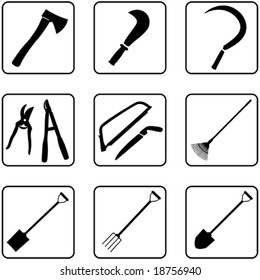 Gardening tools silhouettes (also available in raster format)