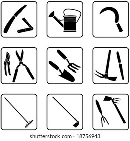 Gardening tools silhouettes (also available in raster format)