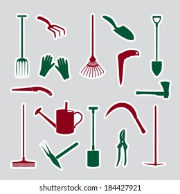 gardening tools stickers eps10