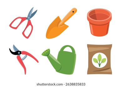 Gardening Tools and Supplies Vector Set