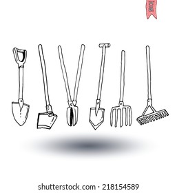 Gardening tools , vector illustration.