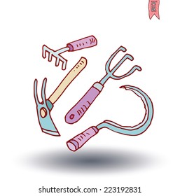 Gardening tools , vector illustration.