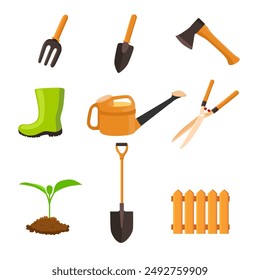 Gardening Tools Vector Illustration. Set Garden Tools.eps