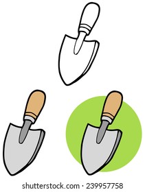 Gardening Tool-Small Hand Trowel. Vector Collection Set