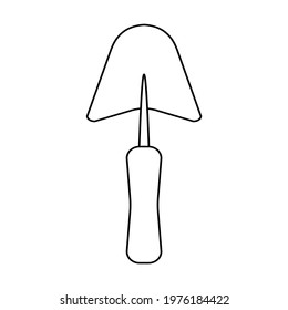Gardening trowel outline simple minimalistic flat design vector illustration isolated on white background