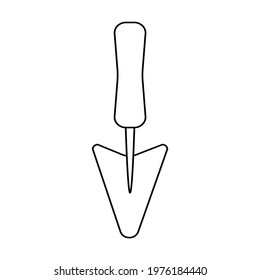 Gardening trowel outline simple minimalistic flat design vector illustration isolated on white background