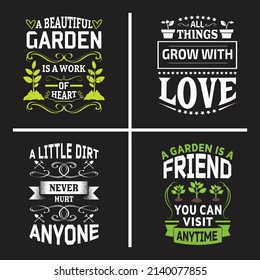 Gardening typographic slogan design vector bundle, use for wall decoration, t shirt, and more..