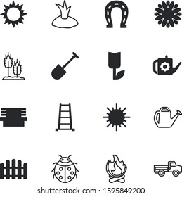 gardening vector icon set such as: gas, ladder, luck, animal, blaze, dot, transport, fun, wild, build, blossom, seedling, stairway, planting, wedding, rice, insect, park, pickup, renovation, horse