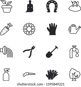 gardening vector icon set such as: save, service, can, lucky, luck, evolution, knives, vegetable, vegetables, grow, infographic, planting, flow, housework, phase, office, home, checked, farming