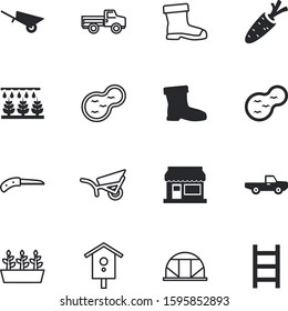 gardening vector icon set such as: vegetarian, system, machinery, wooden, bird, sunflower, care, farming, irrigate, high, industrial, sprayer, utensil, sprout, grain, cultivate, conservatory, ladder