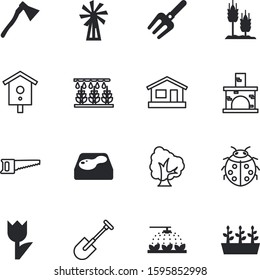 gardening vector icon set such as: development, flowers, solid, warm, nest, bright, industrial, property, axe, happy, decorative, hot, ladybird, bouquet, beetle, food, duplex, homemade, real, art