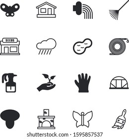 gardening vector icon set such as: sapling, finger, overcast, wood, chimney, disappearing, domestic, app, soccer, shape, greenhouse, liquid, glass, edible, furniture, ecology, hearth, harvest