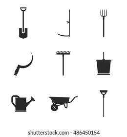 Gardening vector icons. Simple illustration set of 9 gardening elements, editable icons, can be used in logo, UI and web design
