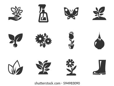 Gardening vector icons for user interface design