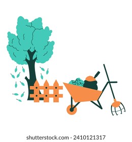 Gardening vector illustration. Modern flat vector illustration in solid colors with agriculture theme.