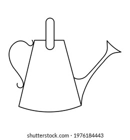 Gardening watering can outline simple minimalistic flat design vector illustration isolated on white background