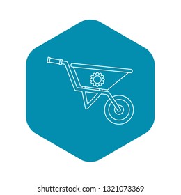 Gardening wheelbarrow icon. Outline illustration of wheelbarrow vector icon for web svg