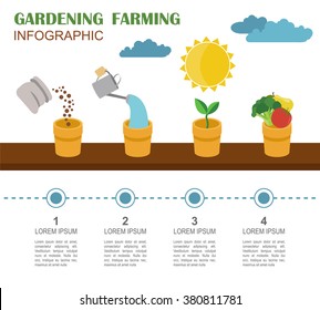 Gardening work, farming infographic. Graphic template. Flat style design. Vector illustration