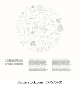 Gardening work, farming infographic. Graphic template. Flat style design. Vector illustration
