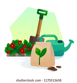 Gardering colorful vector illustration for web design