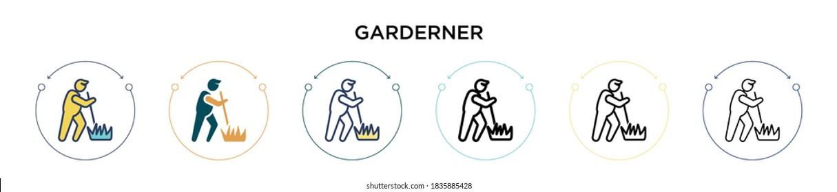 Garderner icon in filled, thin line, outline and stroke style. Vector illustration of two colored and black garderner vector icons designs can be used for mobile, ui, web
