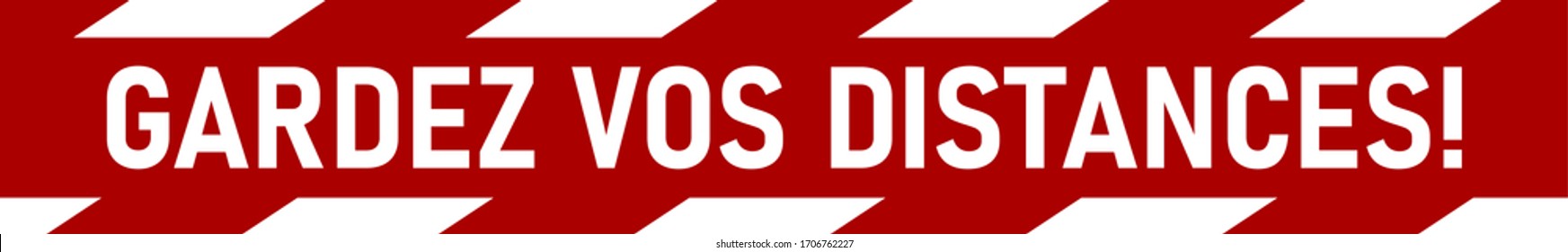 Gardez Vos Distances ("Keep Your Distance" in French) Floor Marking Stripe Social Distancing Instruction Icon. Vector Image.