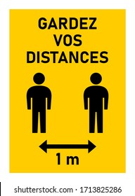 Gardez Vos Distances ("Keep Your Distance" in French) Social Distancing 1 Meter Instruction Icon against the Spread of the Novel Coronavirus Covid-19. Vector Image.